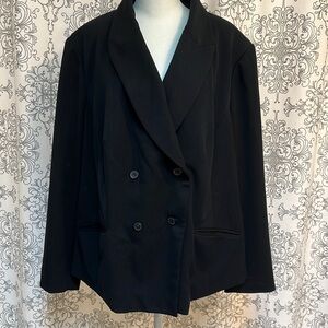 MM. Lafleur black +3 double breasted blazer with double back vent like new